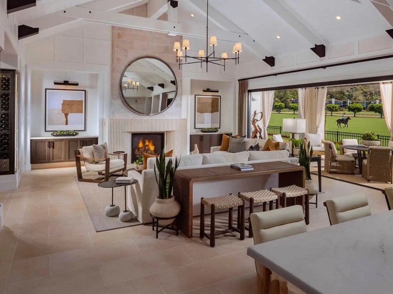 Living room and kitchen at The Santa Barbara Polo Residences